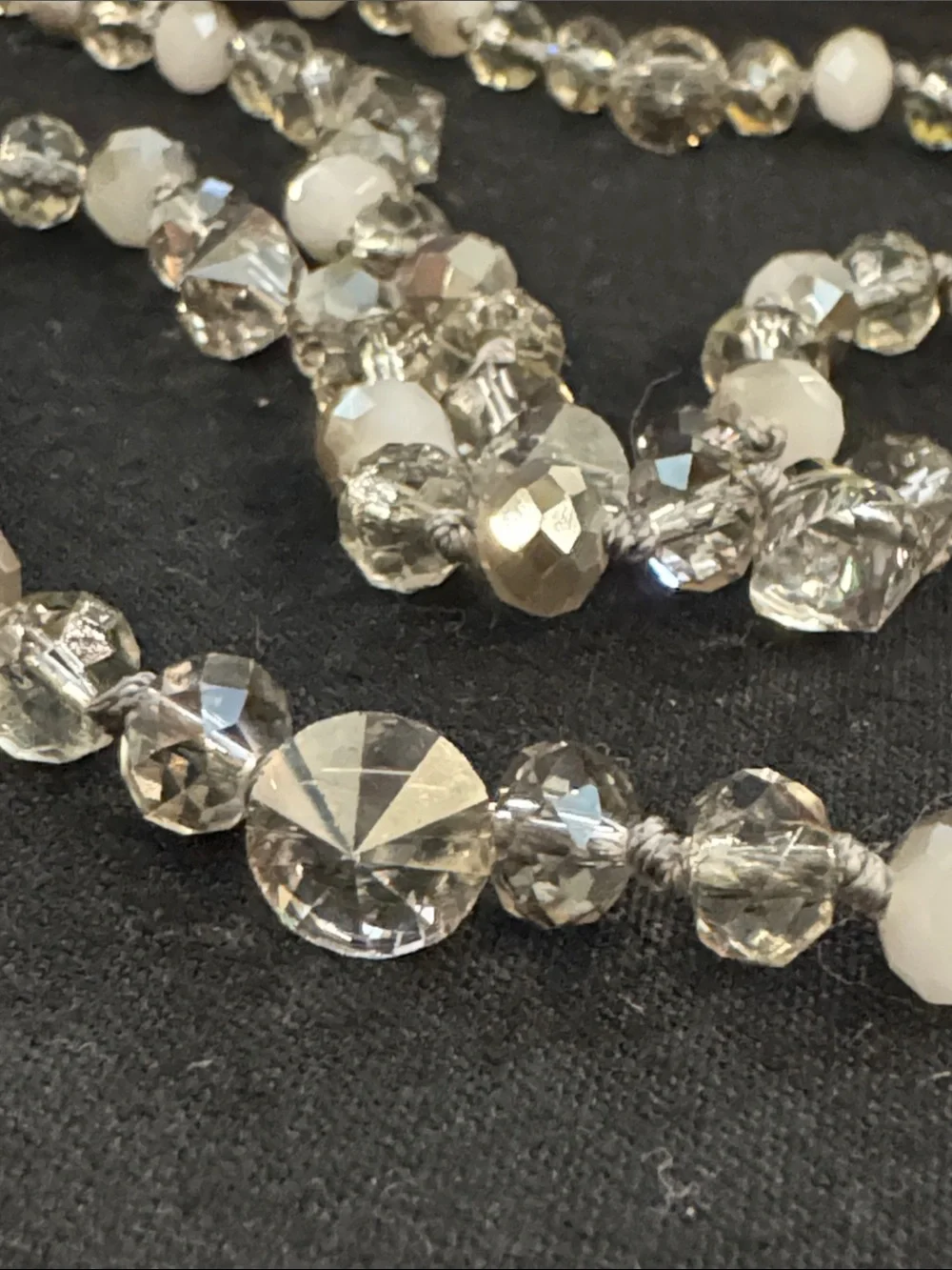 NIB Niquead Clear and White Faceted Bead Strand Necklace